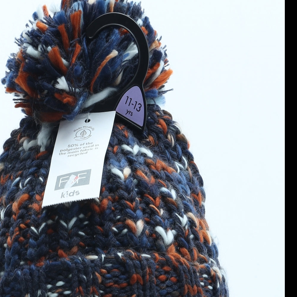 F&F Boys Multicoloured Acrylic Bobble Hat Size S - Size 11-13 years