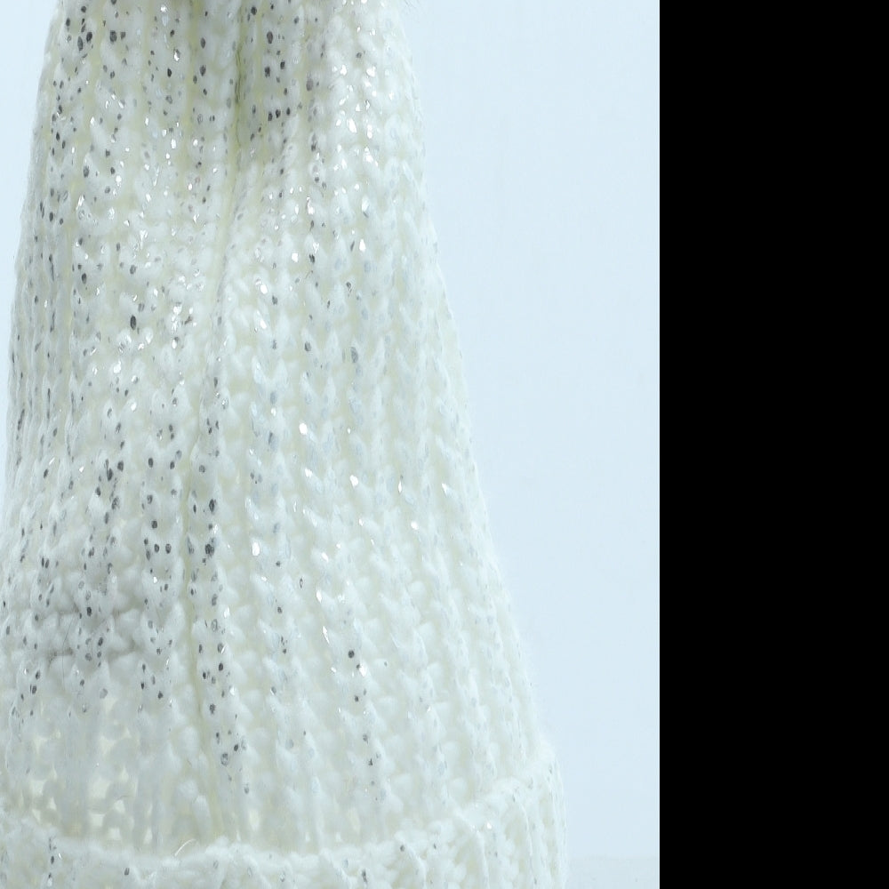 Primark Womens White Acrylic Bobble Hat One Size