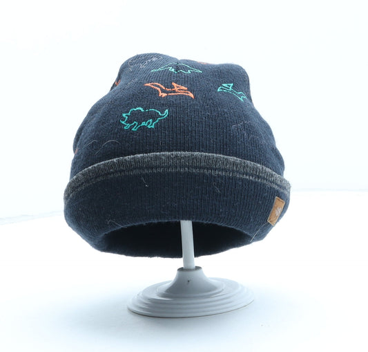 F&F Boys Blue Geometric Acrylic Beanie One Size - Dinosaur