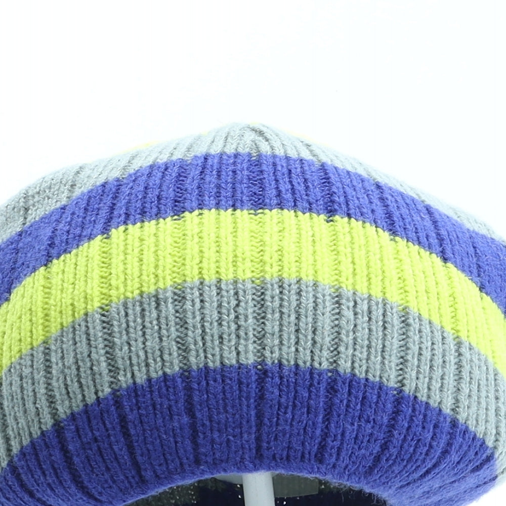 PEP&CO Mens Multicoloured Striped Acrylic Beanie One Size