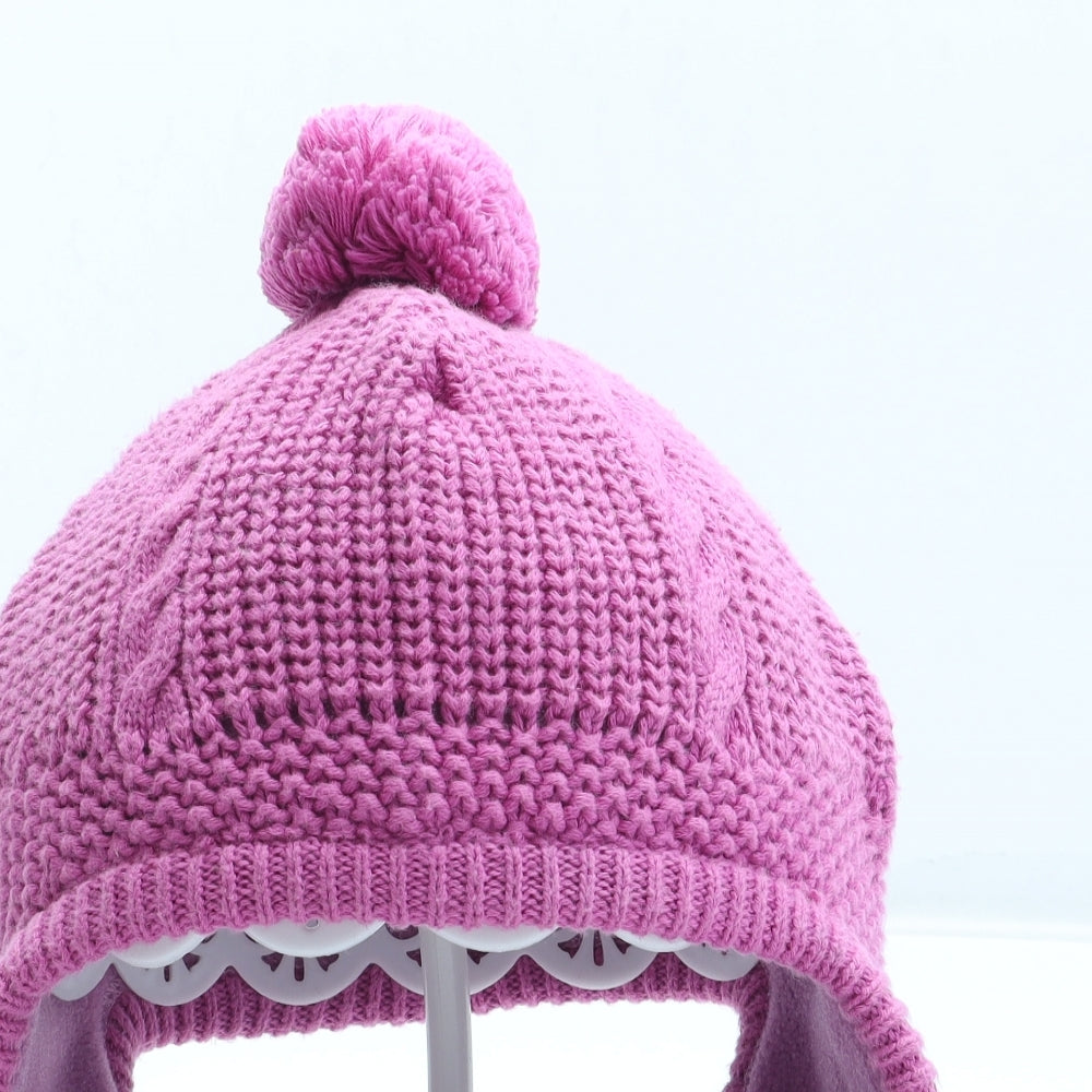 JoJo Maman Bébé Girls Pink Acrylic Winter Hat Size S