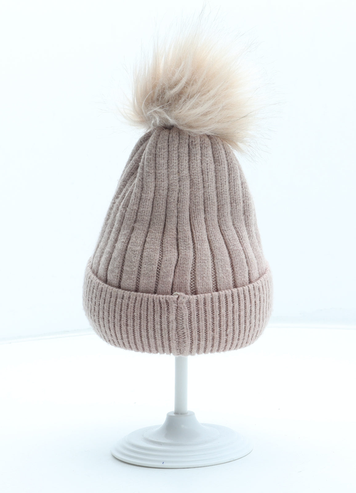 Primark Girls Pink Acrylic Bobble Hat Size S