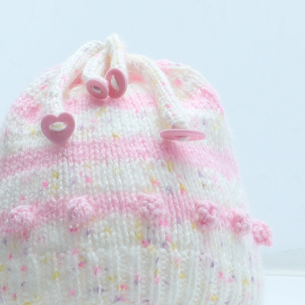 Preworn Girls Multicoloured Geometric Acrylic Beanie Size S