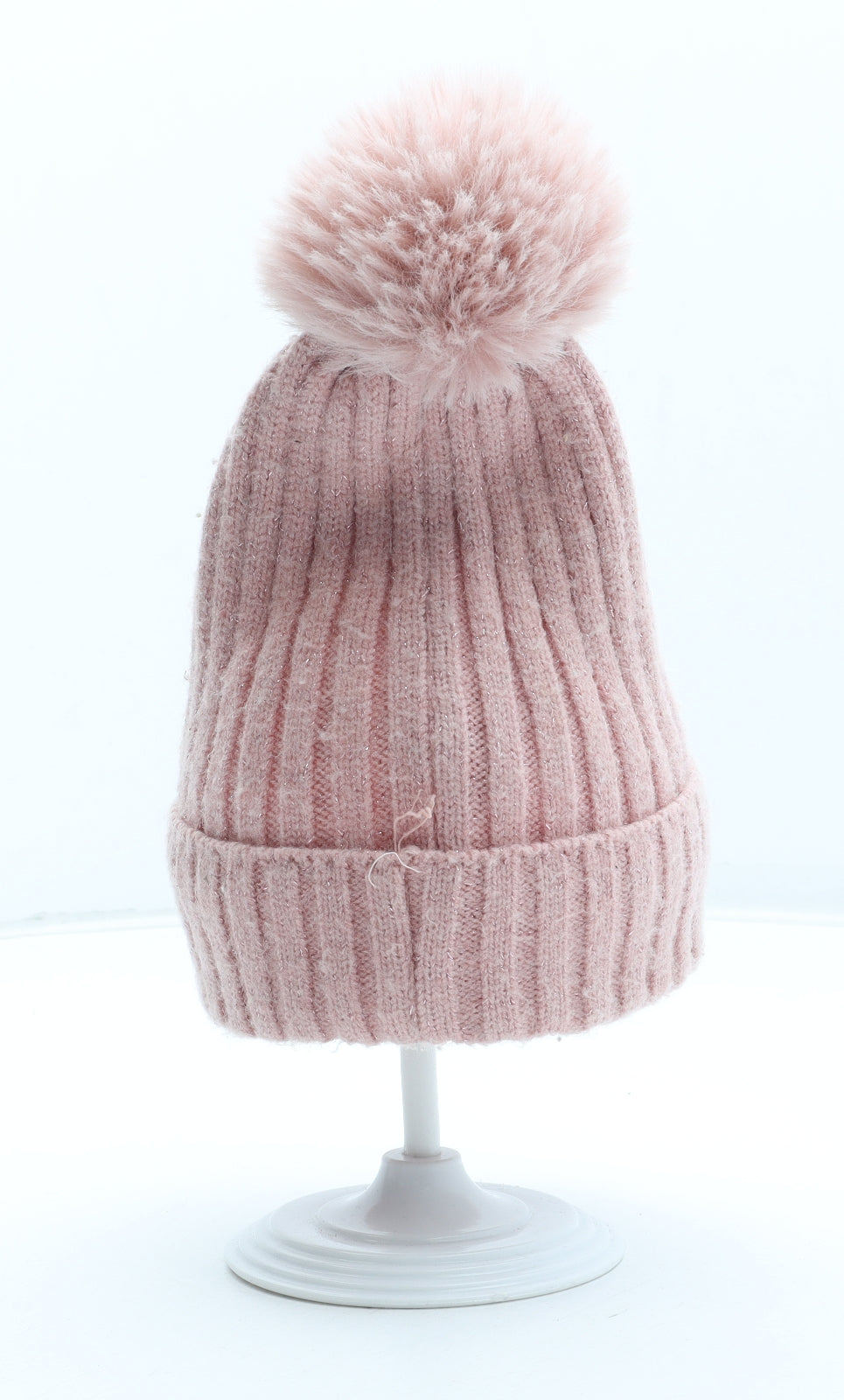 Primark Girls Pink Acrylic Bobble Hat One Size