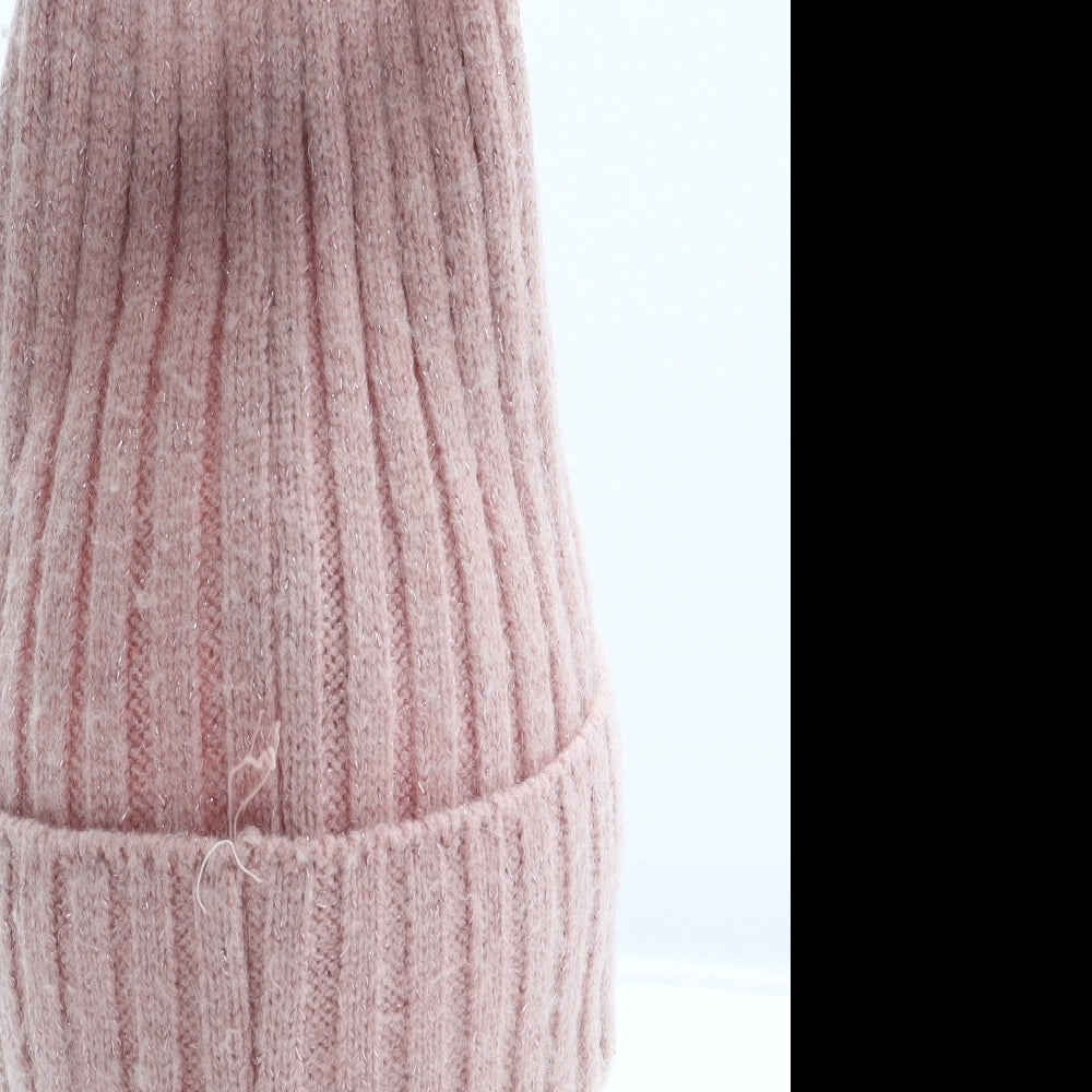 Primark Girls Pink Acrylic Bobble Hat One Size
