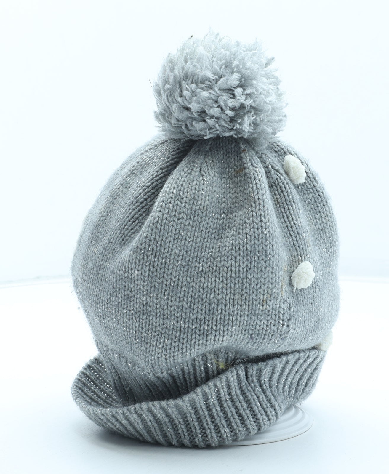 Preworn Womens Grey Acrylic Winter Hat Size L