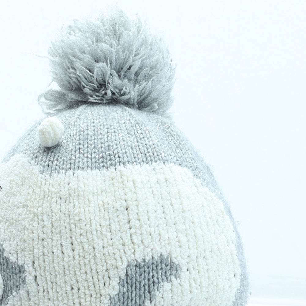Preworn Womens Grey Acrylic Winter Hat Size L