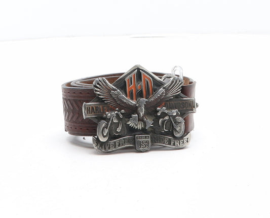Harley-Davidson Mens Brown Solid Leather Dress Belt Belt Size 38