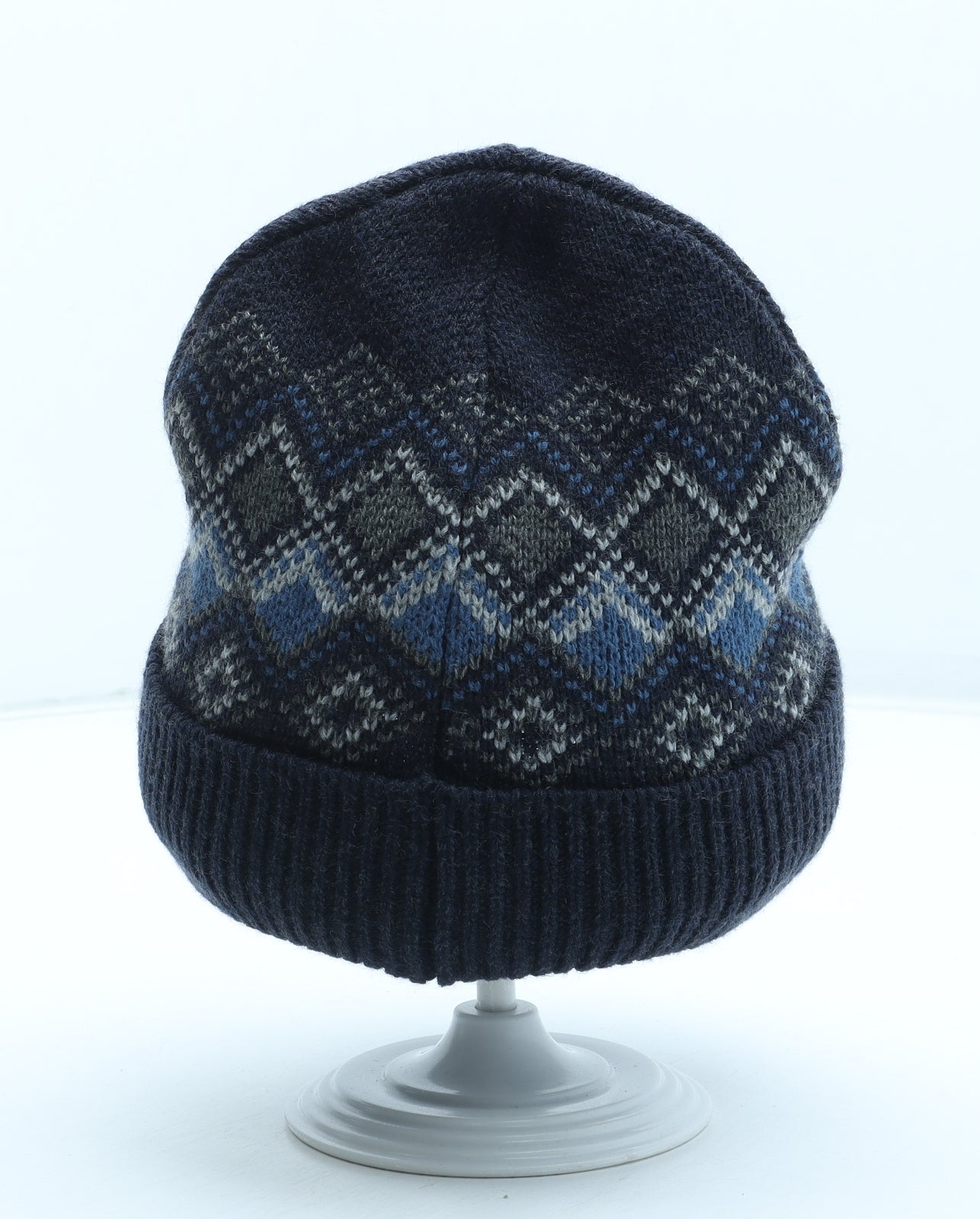Preworn Boys Blue Fair Isle Acrylic Beanie Size S