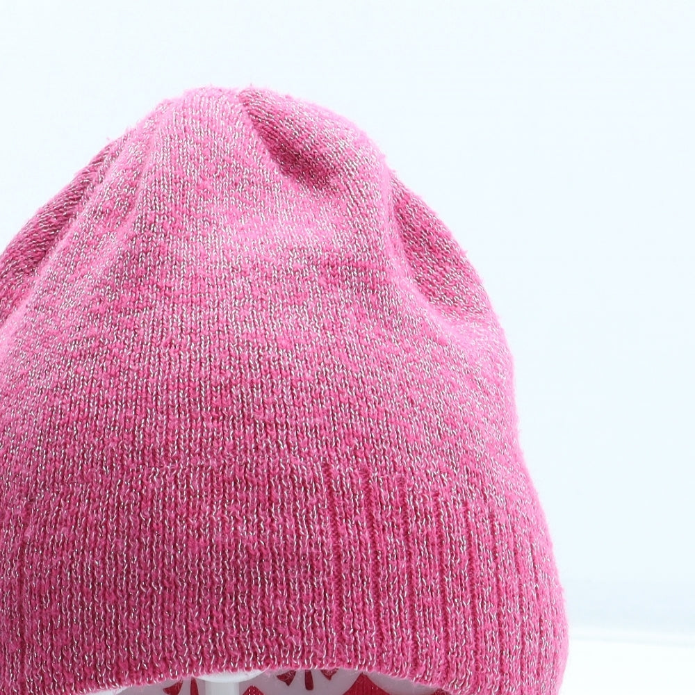 Preworn Girls Pink Acrylic Beanie One Size