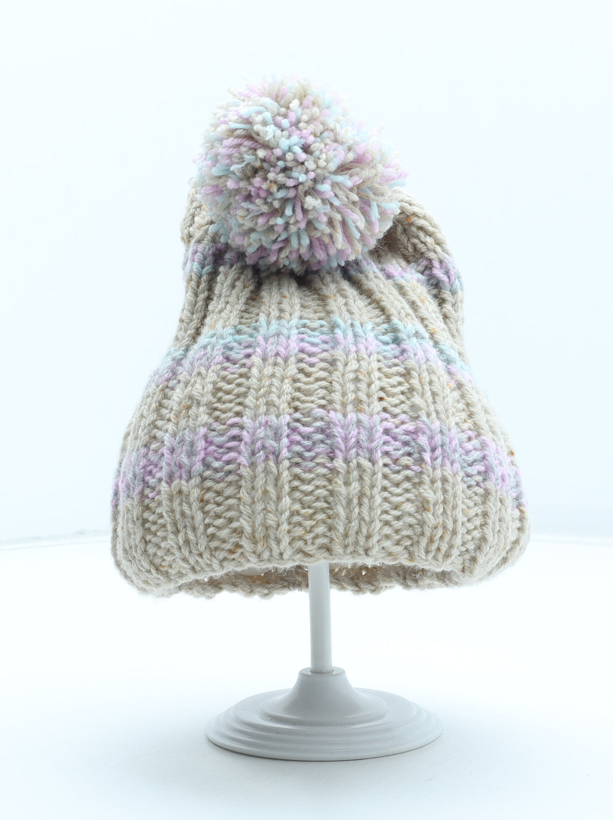 Preworn Womens Multicoloured Striped Acrylic Winter Hat One Size
