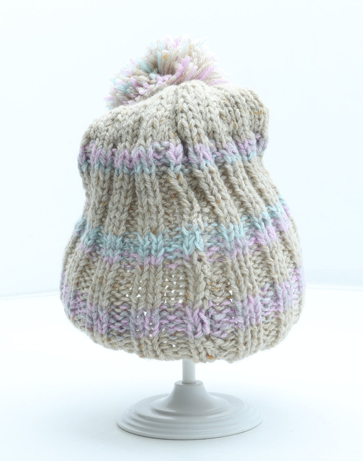 Preworn Womens Multicoloured Striped Acrylic Winter Hat One Size