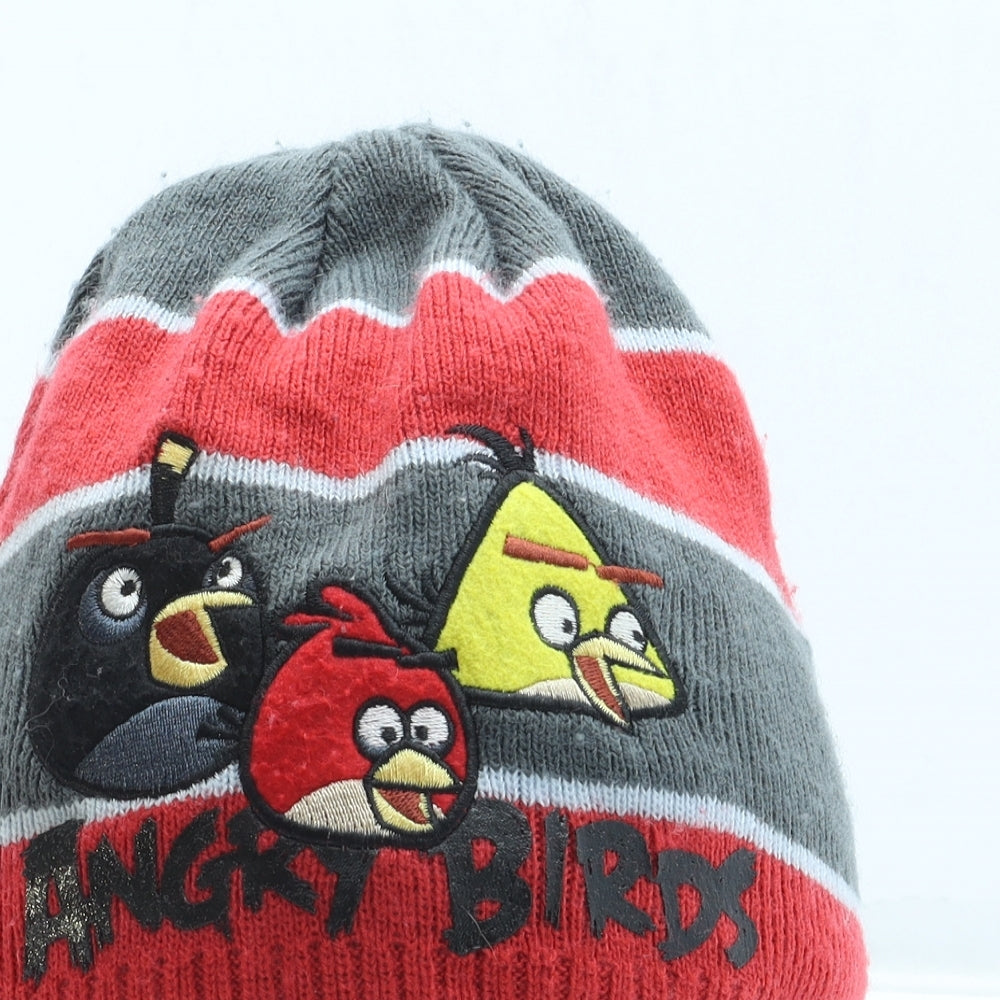 George Boys Grey Acrylic Winter Hat Size S - Angry Birds