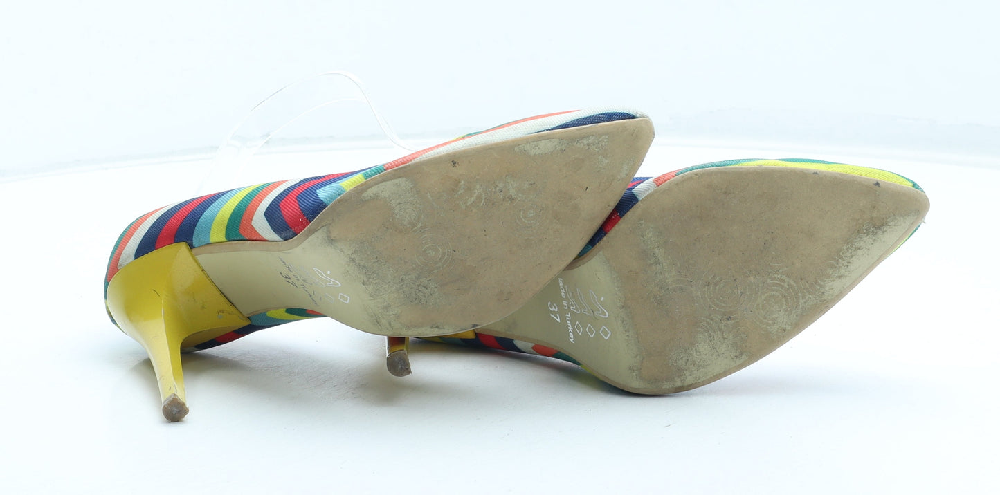 Preworn Womens Multicoloured Striped Polyester Court Heel UK