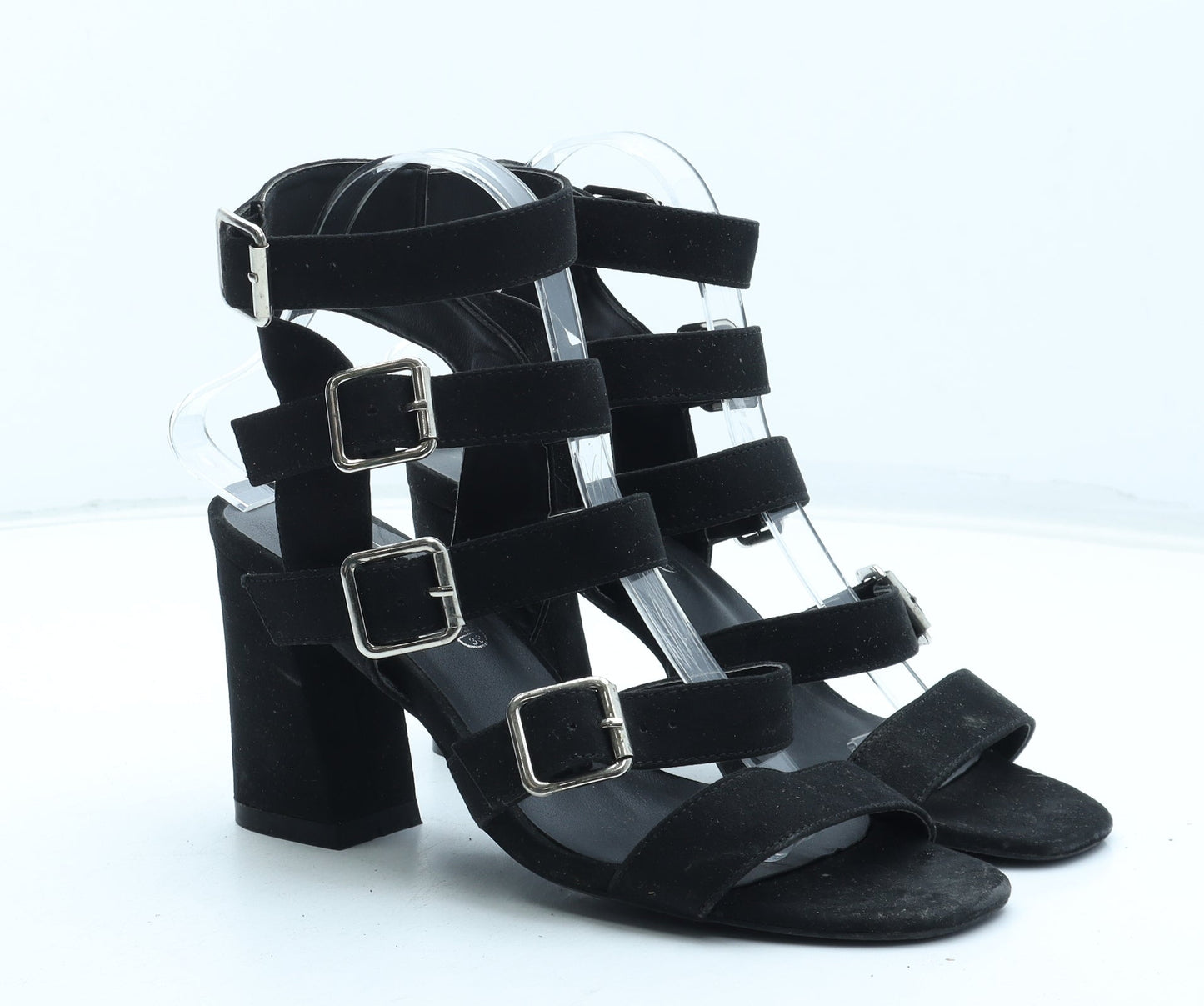 Truffle Womens Black Polyurethane Gladiator Heel UK