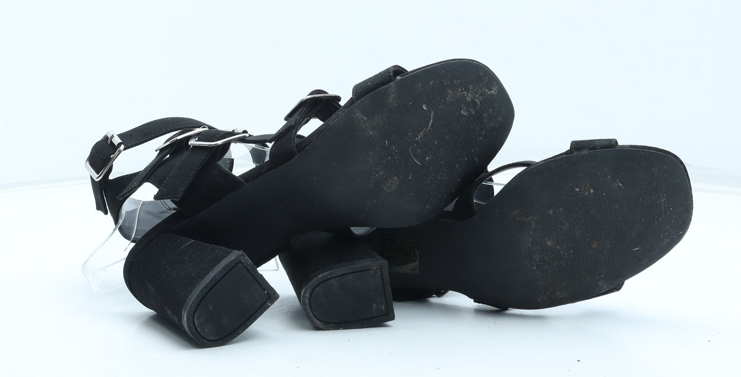 Truffle Womens Black Polyurethane Gladiator Heel UK
