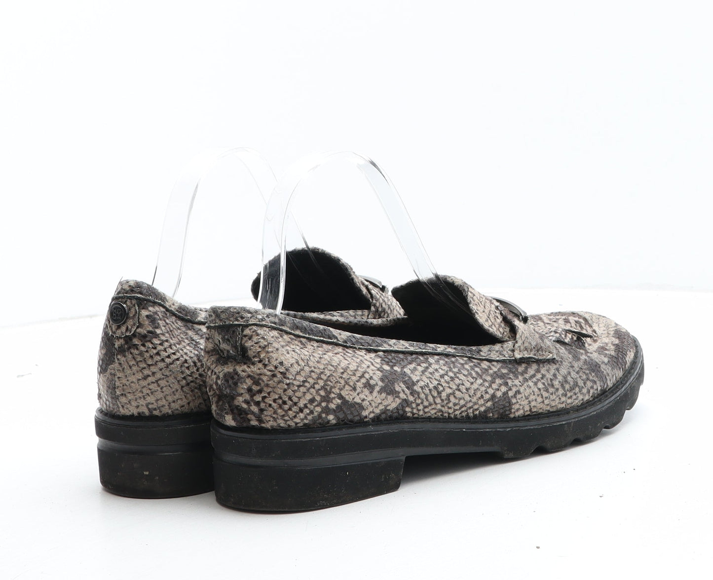 Preworn Womens Brown Animal Print Synthetic Slip On Casual UK - Snakeskin Pattern UK Size Estimated 8