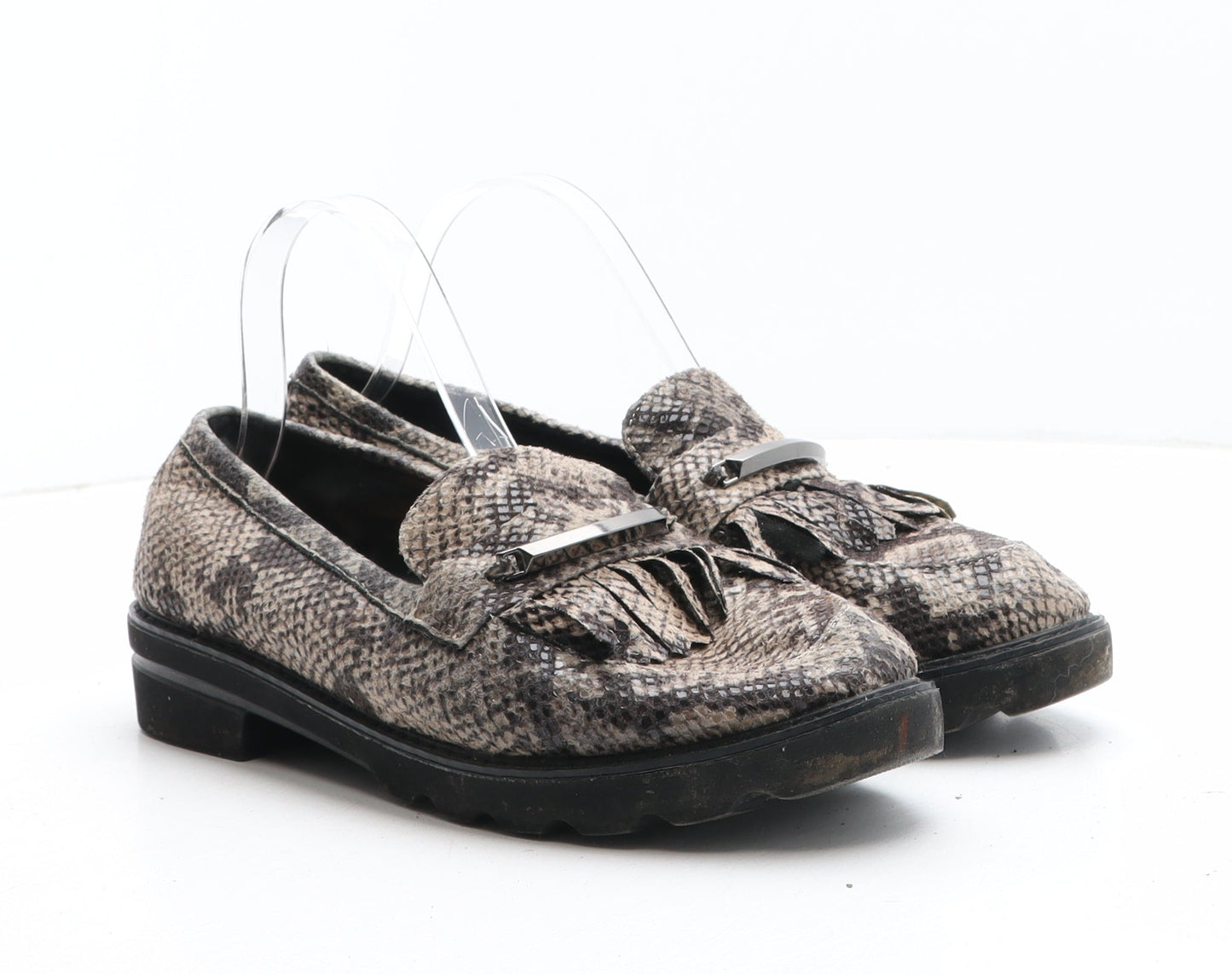 Preworn Womens Brown Animal Print Synthetic Slip On Casual UK - Snakeskin Pattern UK Size Estimated 8