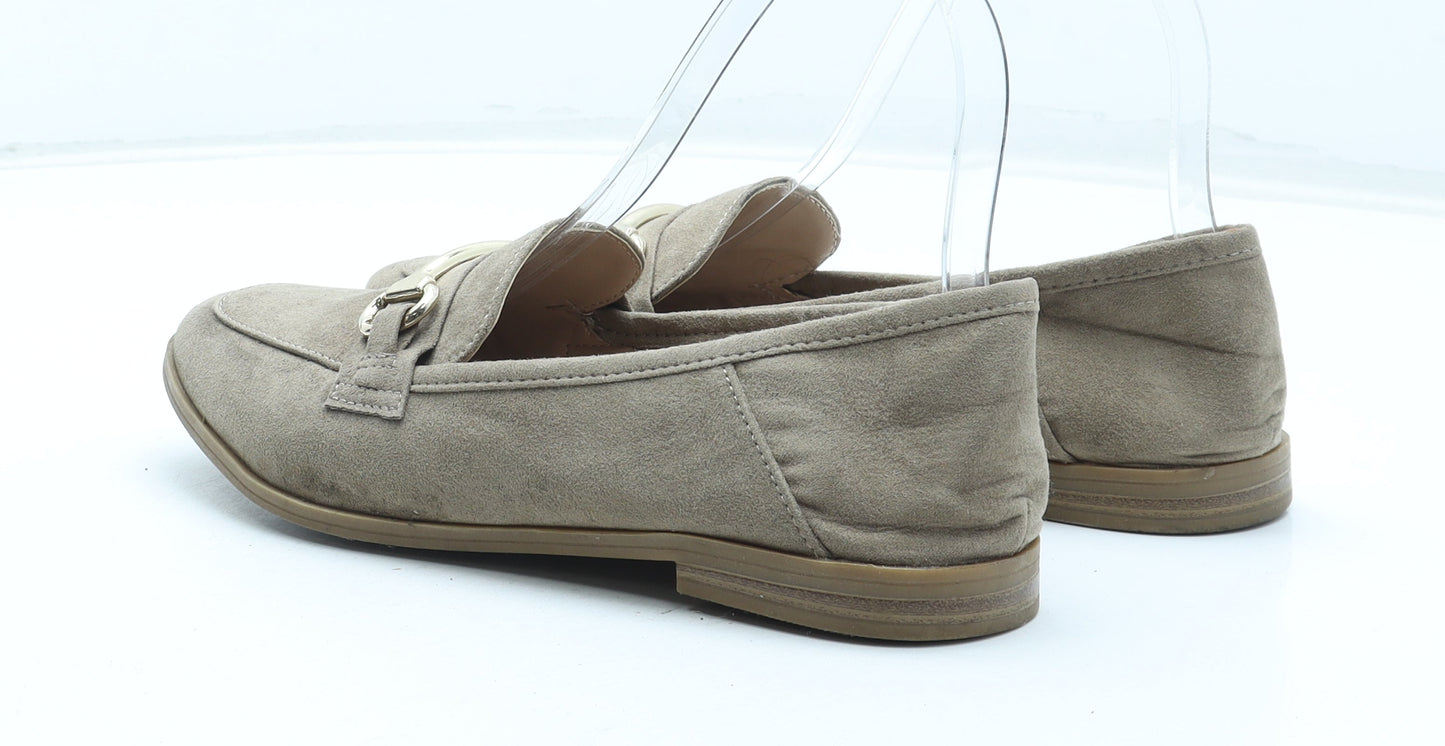 Primark Womens Beige Leather Loafer Flat UK
