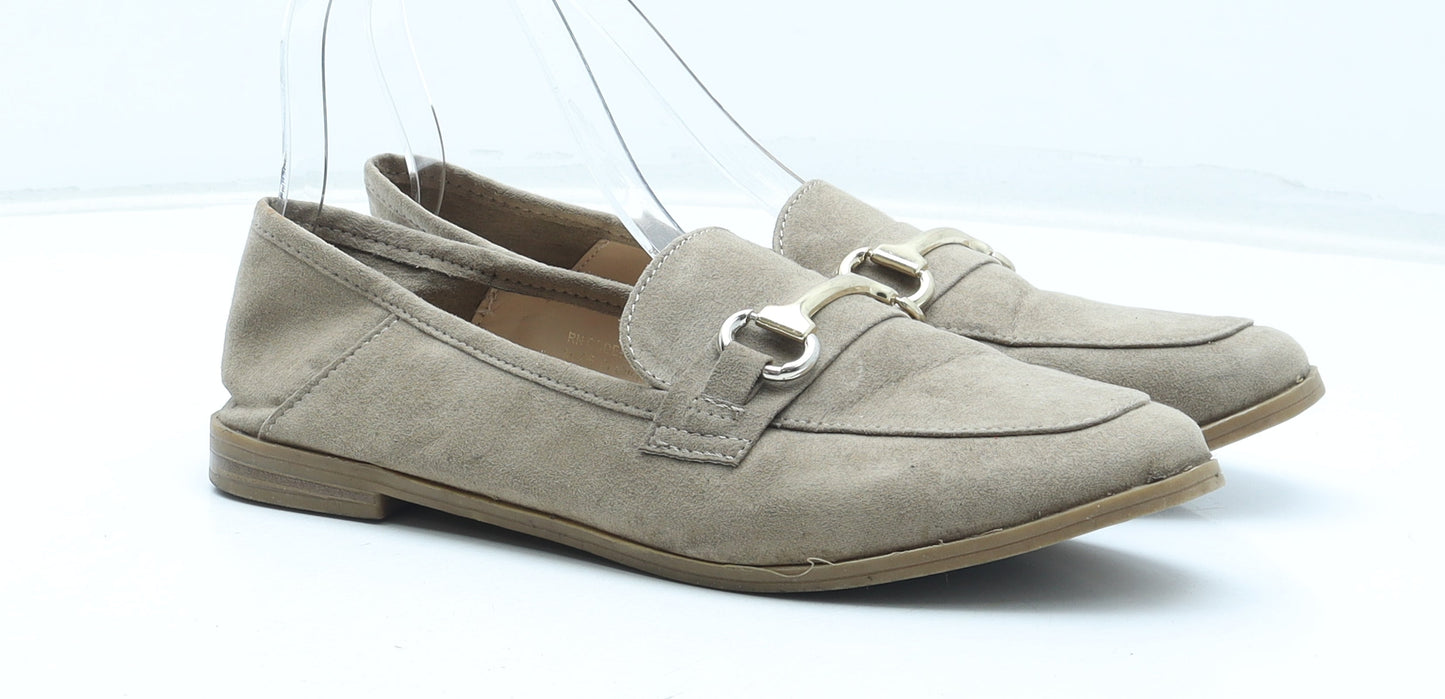 Primark Womens Beige Leather Loafer Flat UK