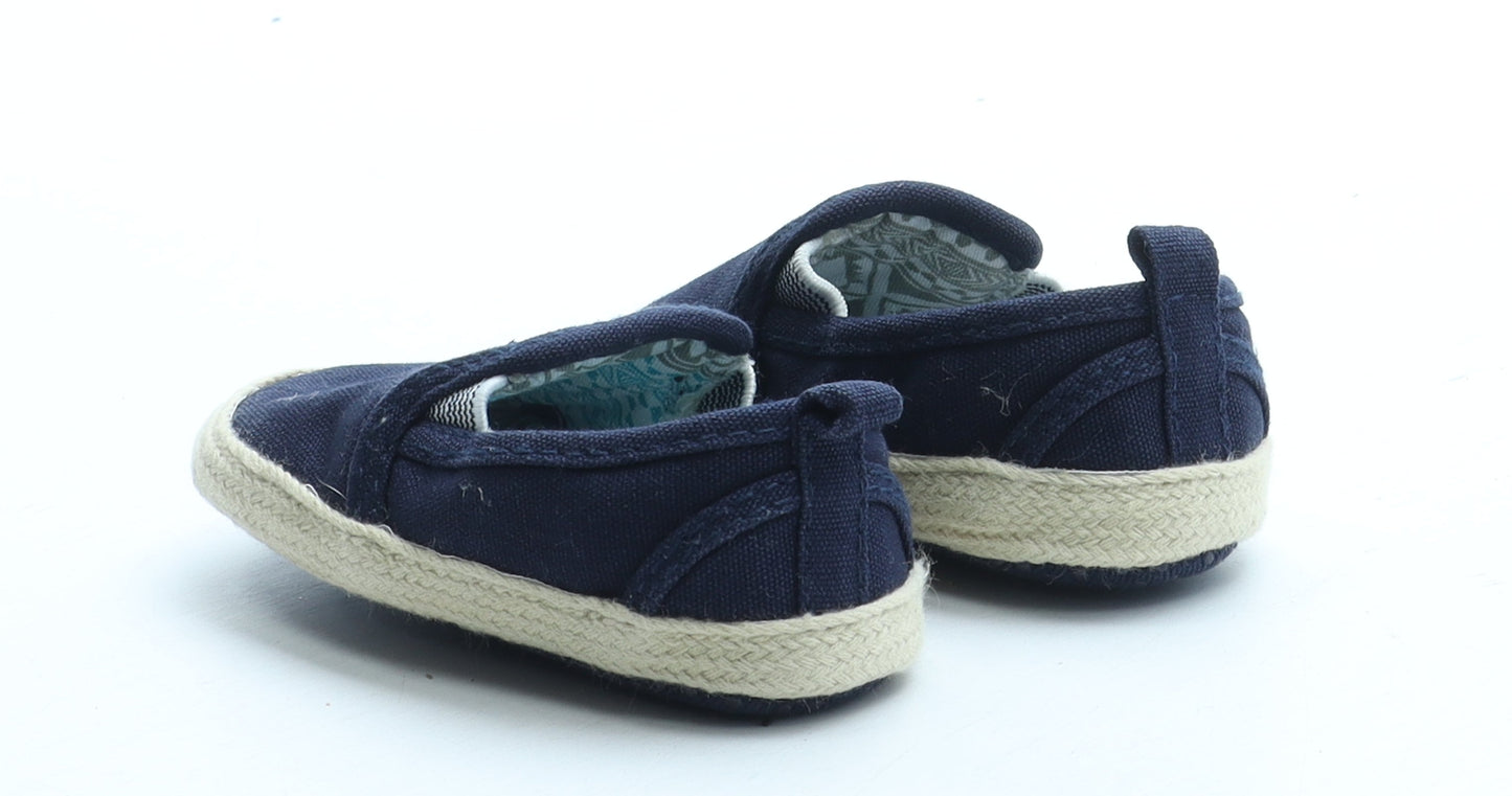 F&F Boys Blue Polyester Espadrille Flat UK 0-6 Months
