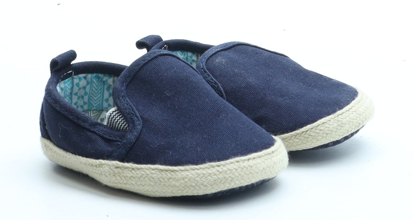 F&F Boys Blue Polyester Espadrille Flat UK 0-6 Months