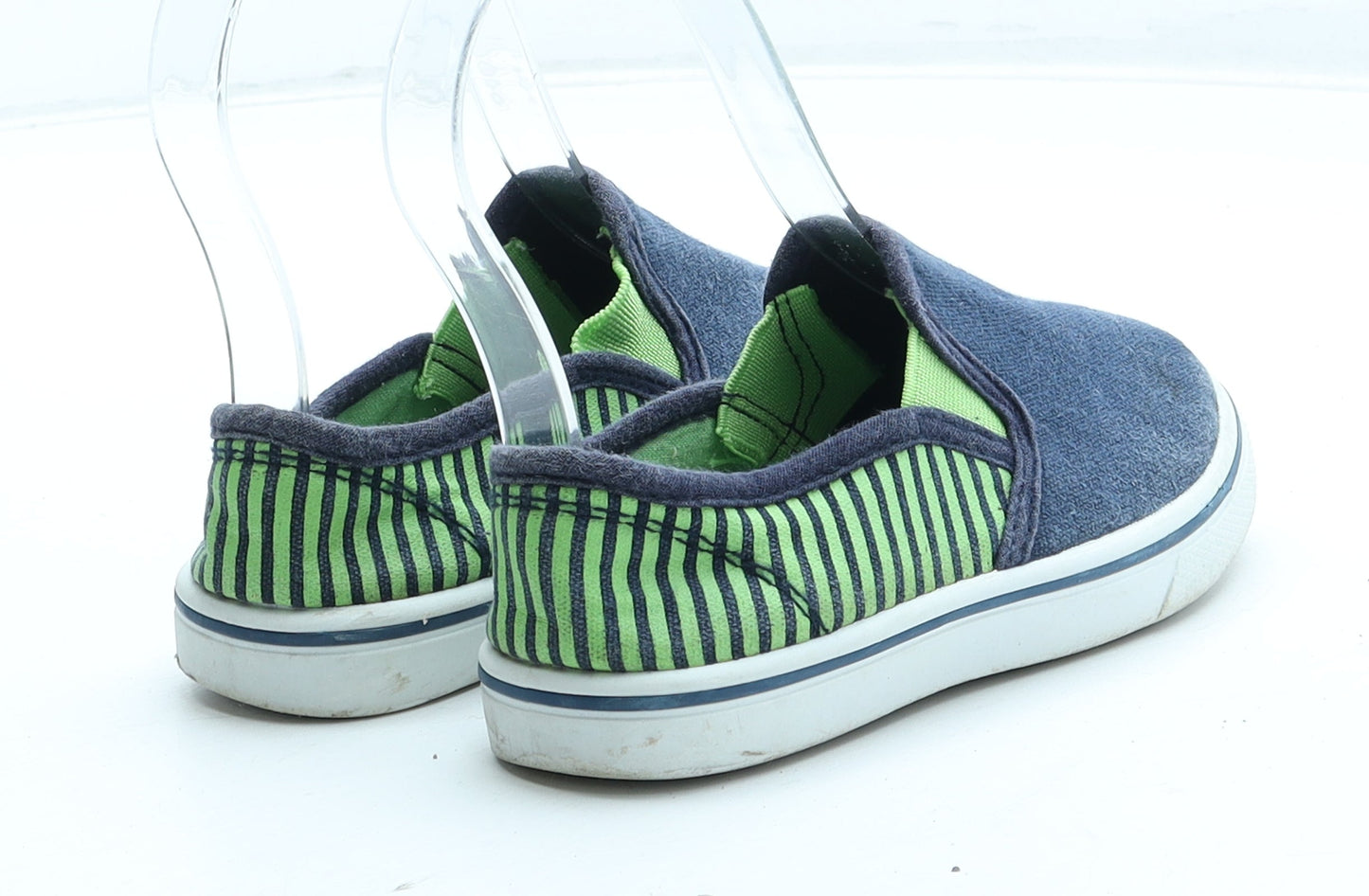 Preworn Boys Blue Striped Polyester Trainer UK 9.5 25