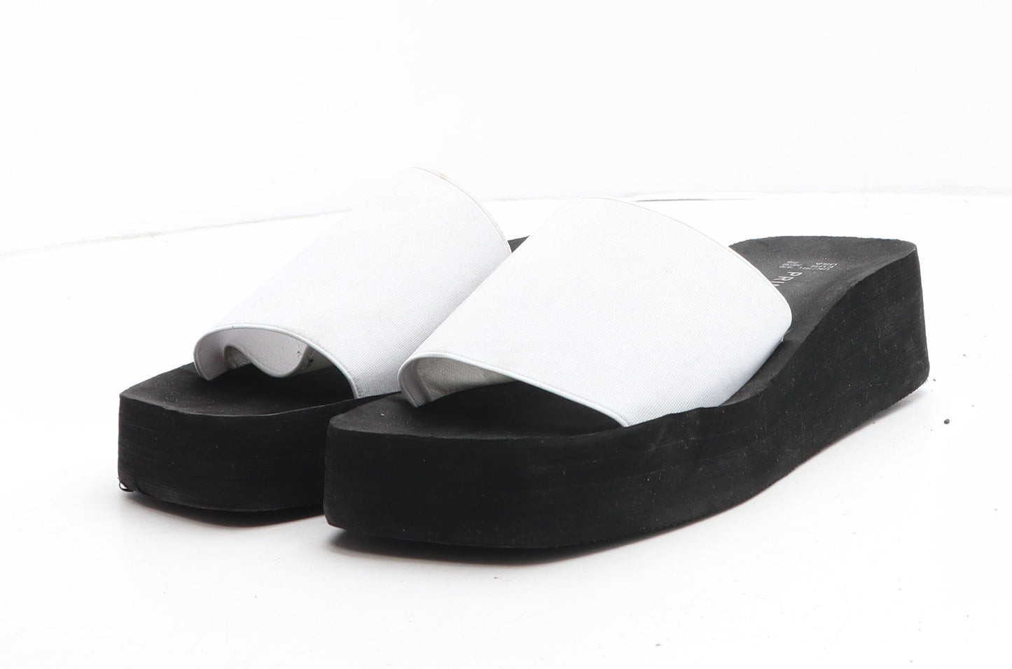 Primark Womens White Synthetic Slip On Sandal UK