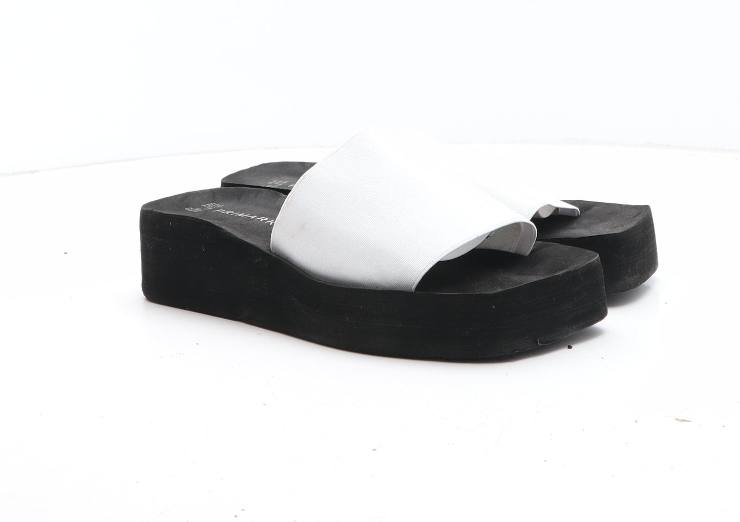 Primark Womens White Synthetic Slip On Sandal UK