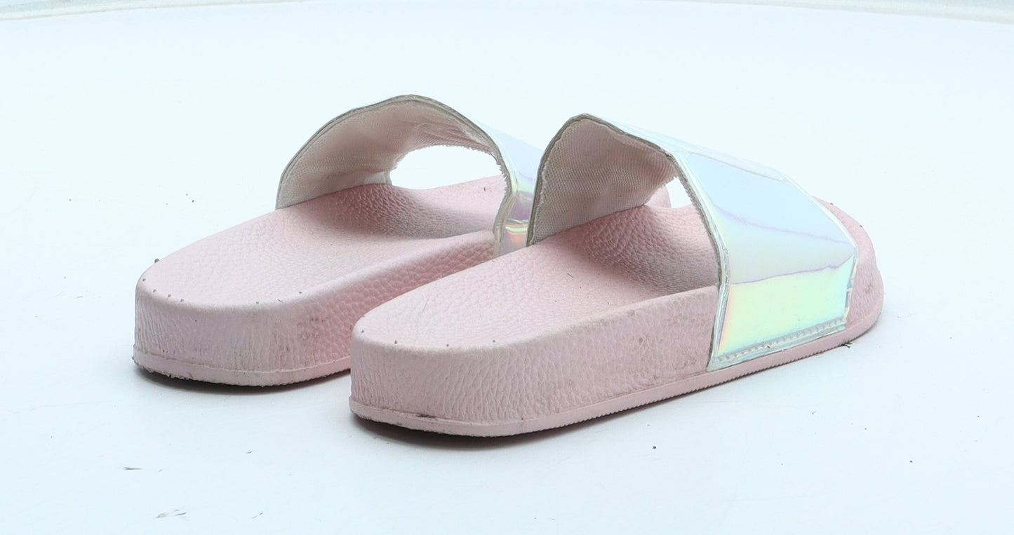 Preworn Girls Pink Rubber Slider Sandal UK 10 - B Initial