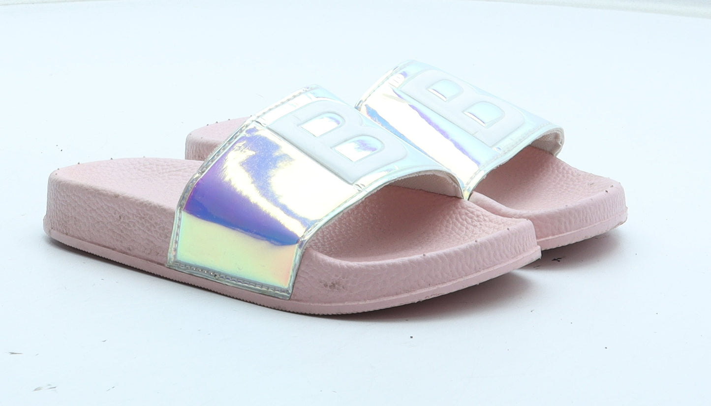 Preworn Girls Pink Rubber Slider Sandal UK 10 - B Initial
