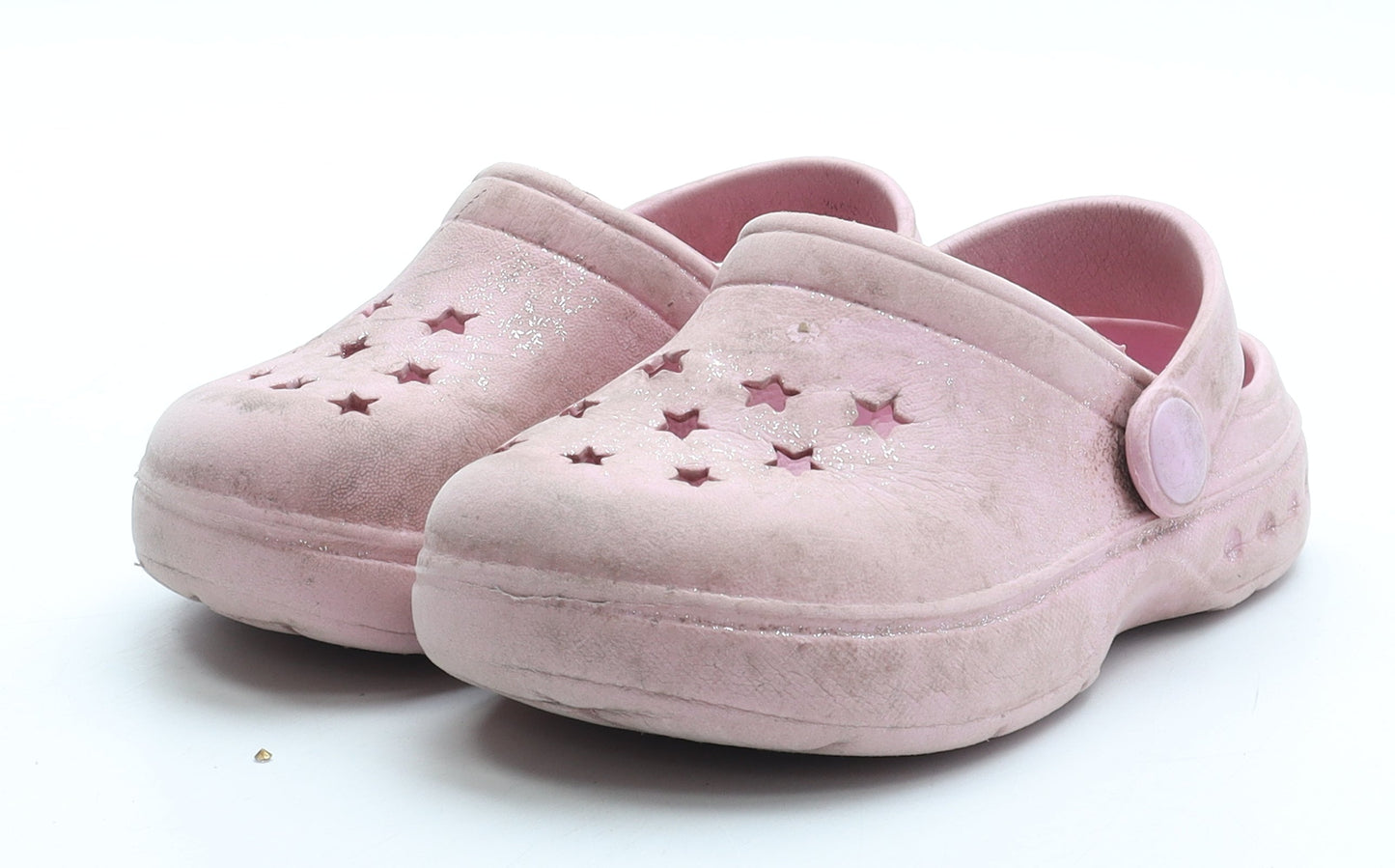 Preworn Girls Pink Geometric Rubber Clog Sandal UK 6 23 - Star Pattern