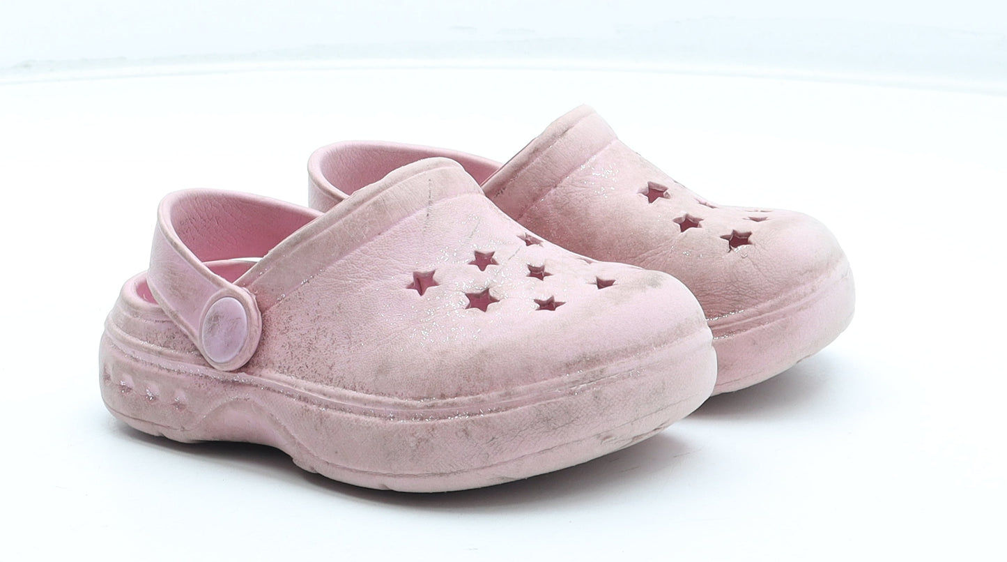 Preworn Girls Pink Geometric Rubber Clog Sandal UK 6 23 - Star Pattern
