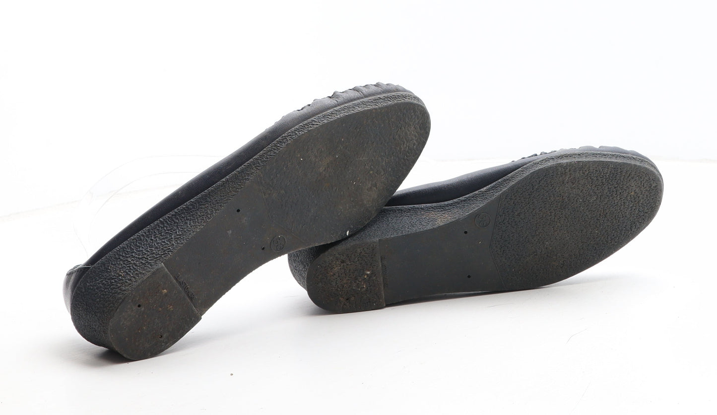 Preworn Womens Blue Leather Slip On Casual UK - UK Size Estimated 3