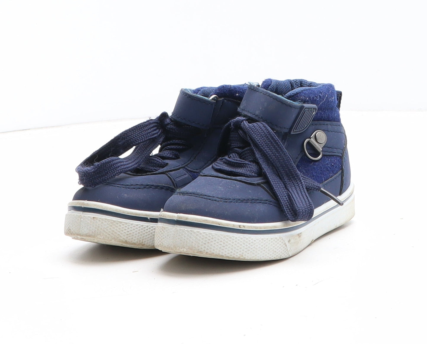 Preworn Boys Blue Synthetic Trainer UK 4