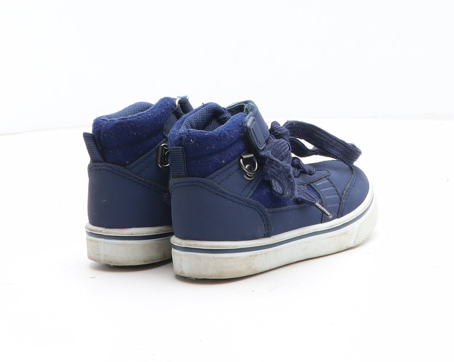 Preworn Boys Blue Synthetic Trainer UK 4