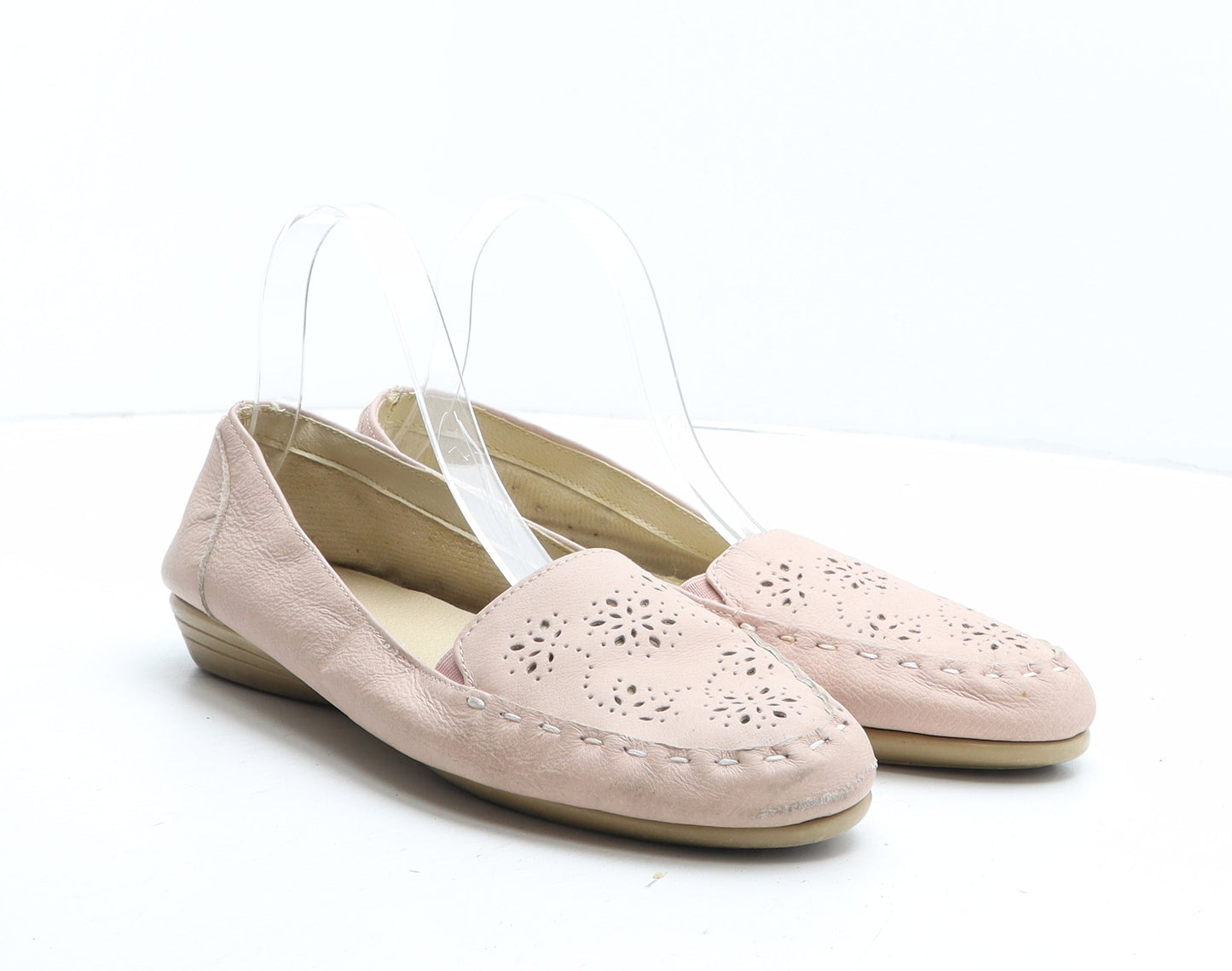 Preworn Womens Pink Geometric Synthetic Slip On Casual UK