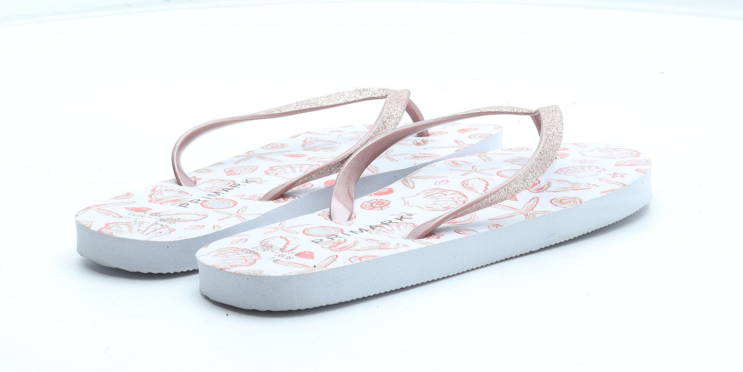Primark Womens White Rubber Thong Sandal UK