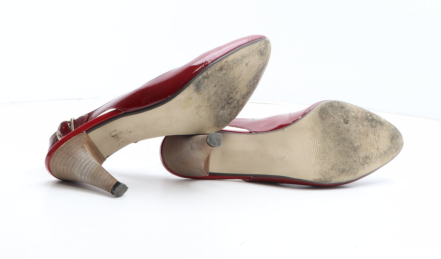 Preworn Womens Red Synthetic Slingback Heel UK