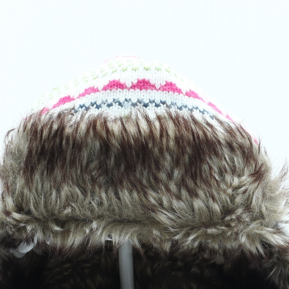 George Girls Multicoloured Fair Isle Acrylic Trapper Hat Size S - Size 8-12 years