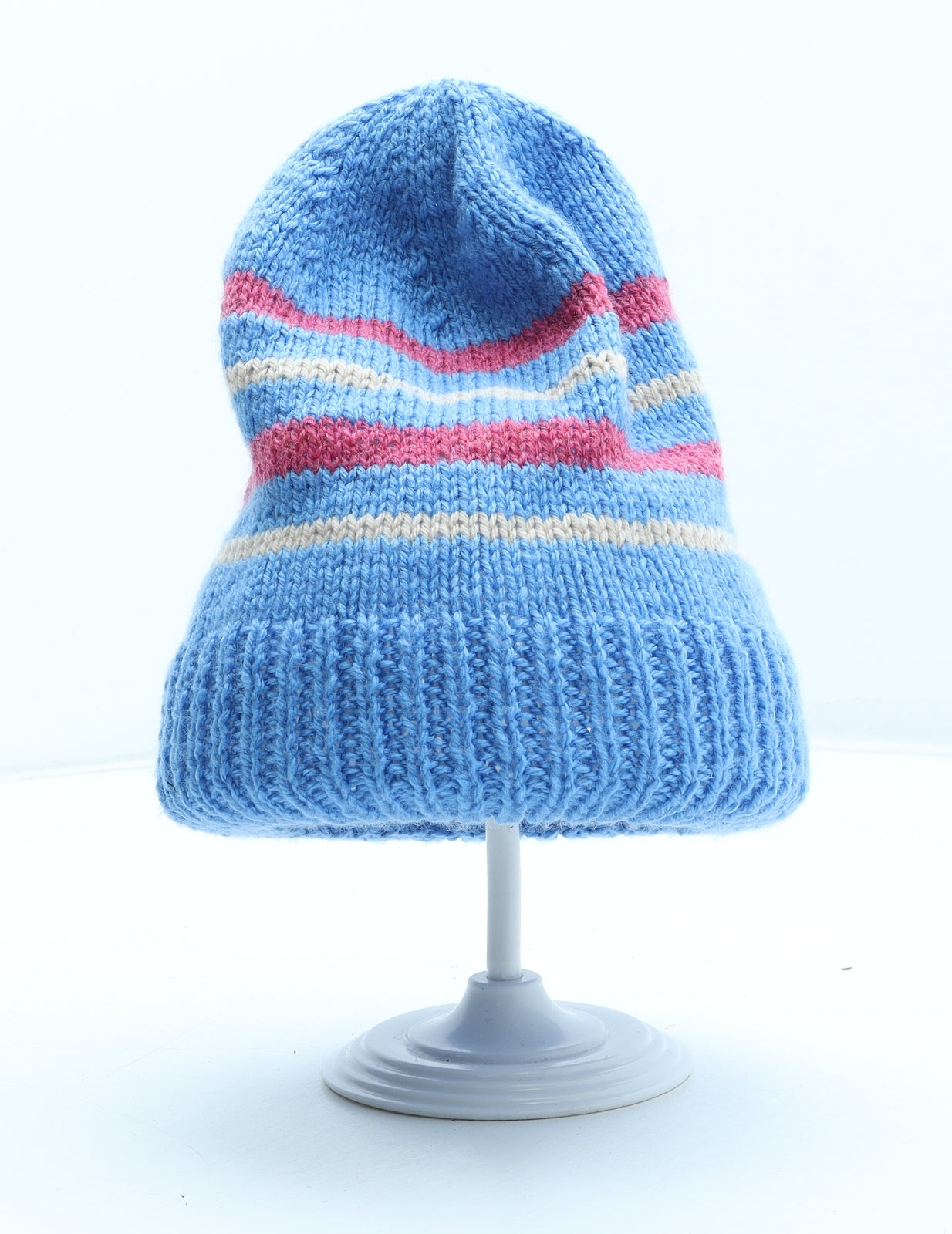 Preworn Girls Multicoloured Striped Acrylic Beanie One Size
