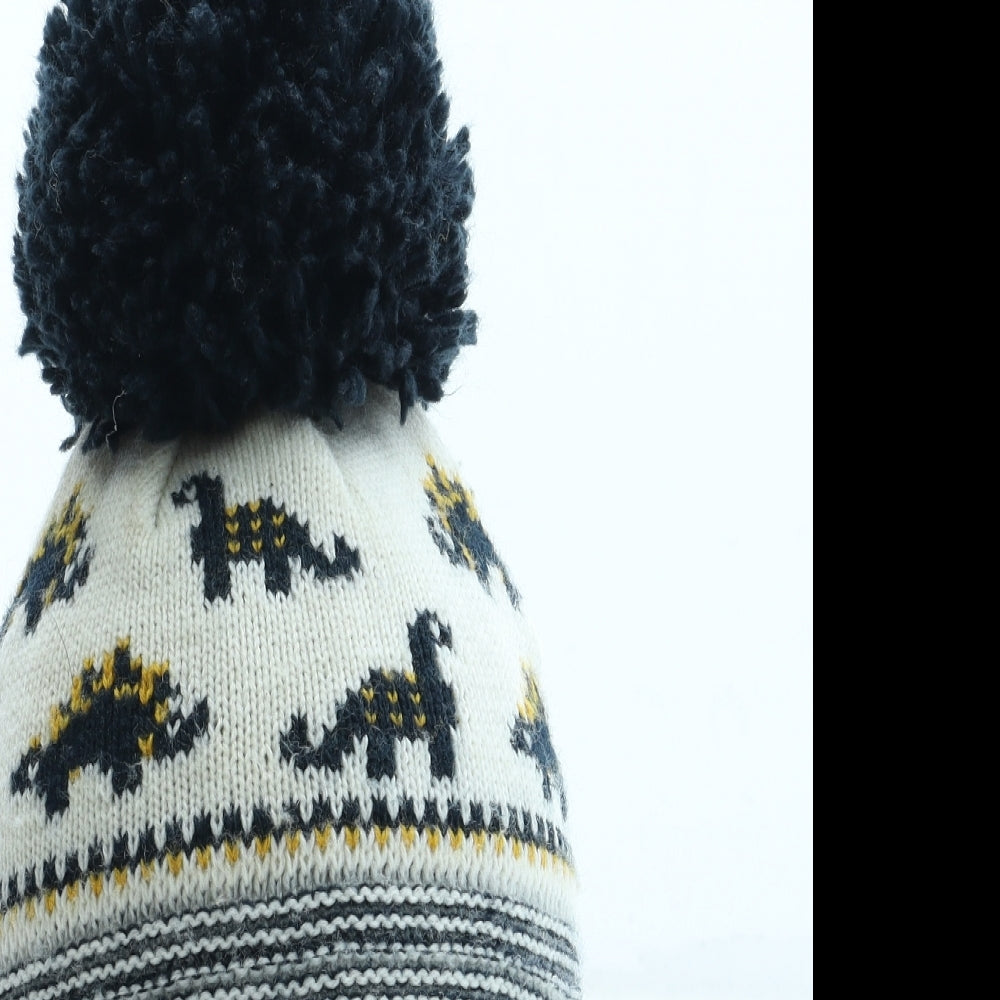 George Boys Multicoloured Geometric Acrylic Bobble Hat Size S - Dinosaur Pattern Size 6-12 Months