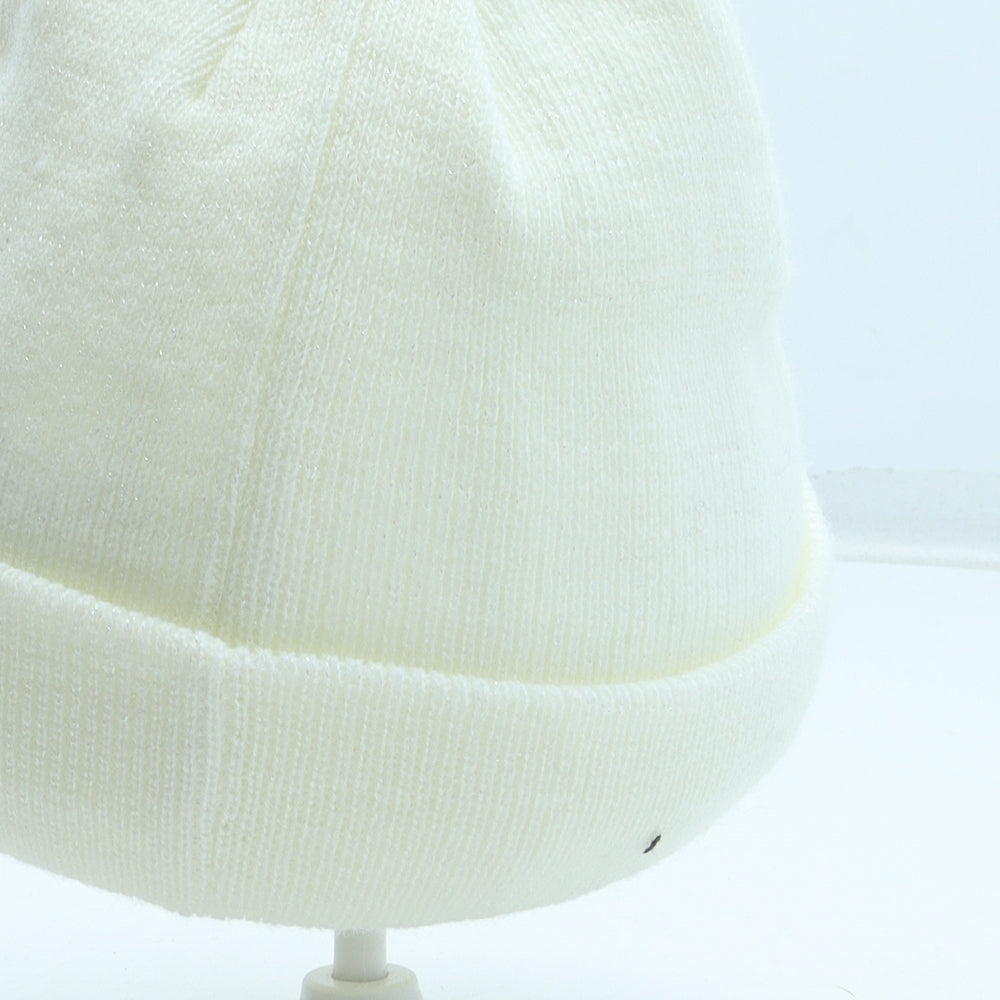 George Girls White Acrylic Beanie Size S - Size 4-8 years