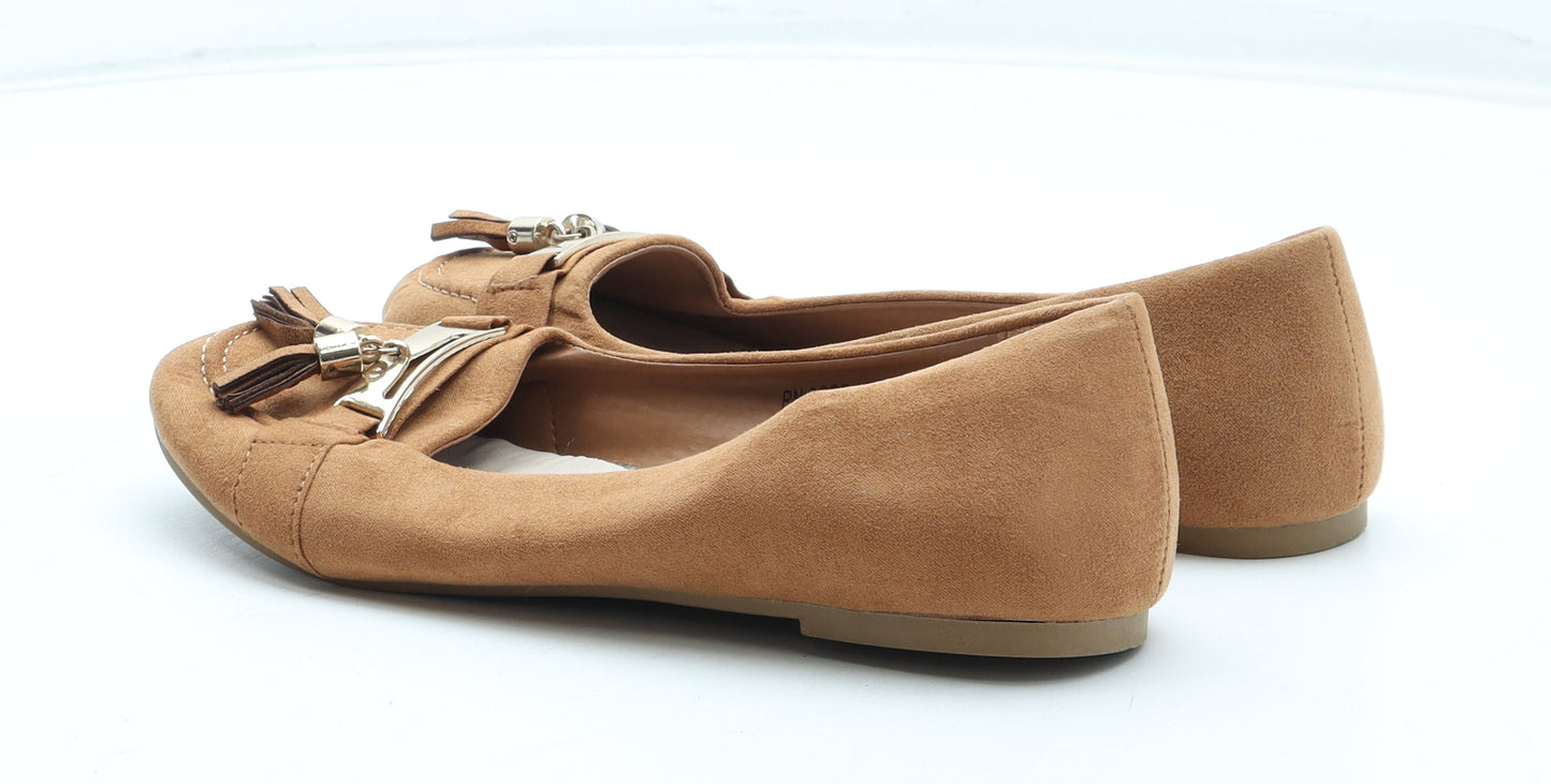 Atmosphere Womens Brown Polyester Slip On Flat UK