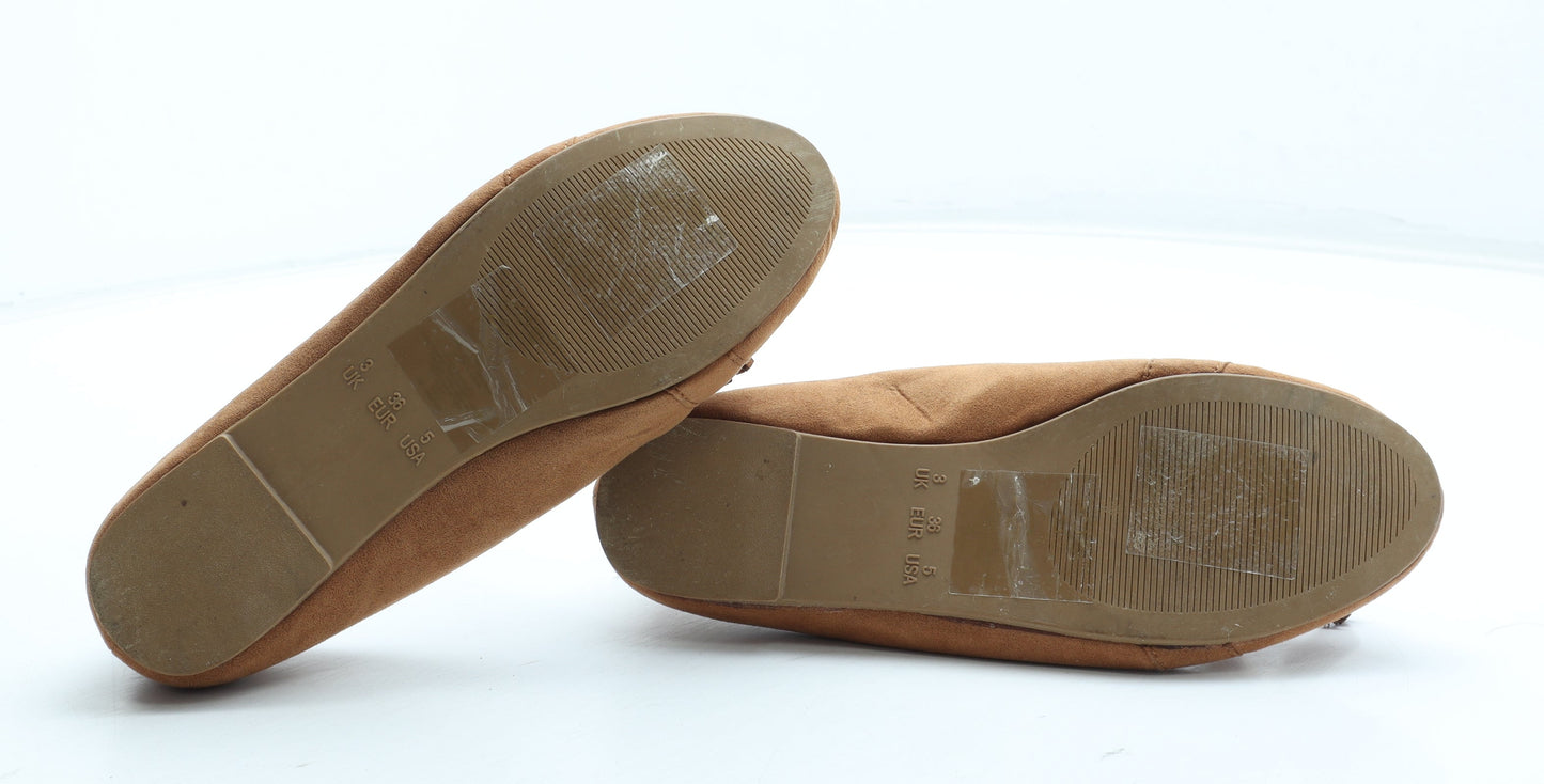 Atmosphere Womens Brown Polyester Slip On Flat UK