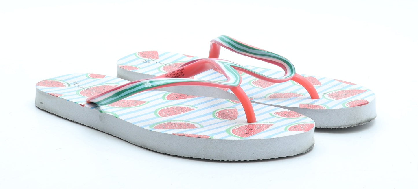 Primark Womens Multicoloured Rubber Thong Sandal UK - Watermelon Pattern