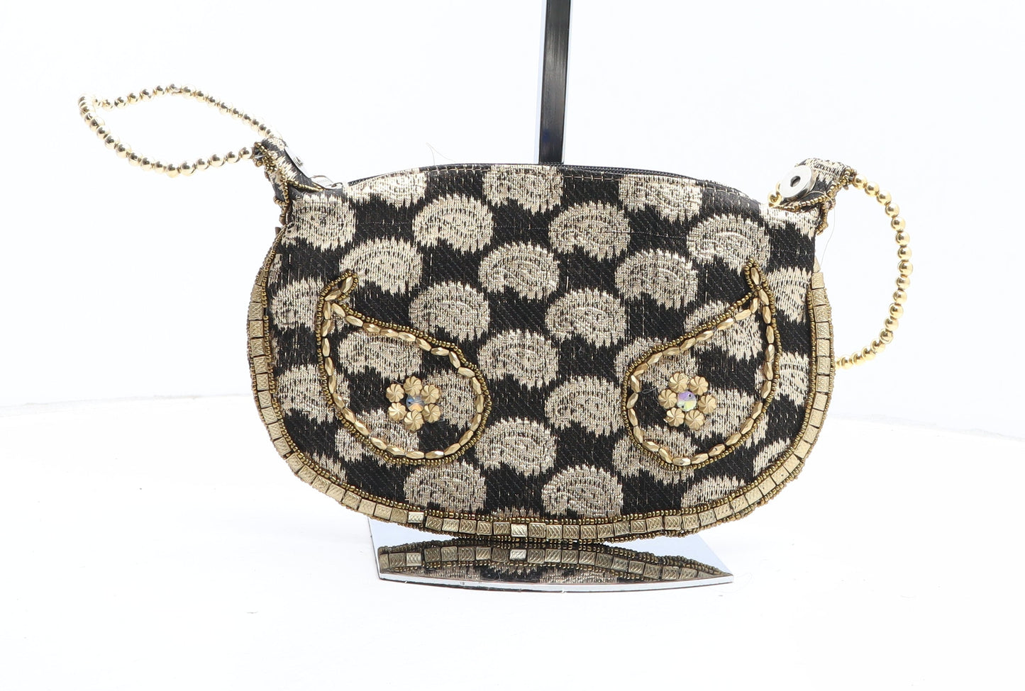 Preworn Womens Black Paisley Polyester Clutch Size Small