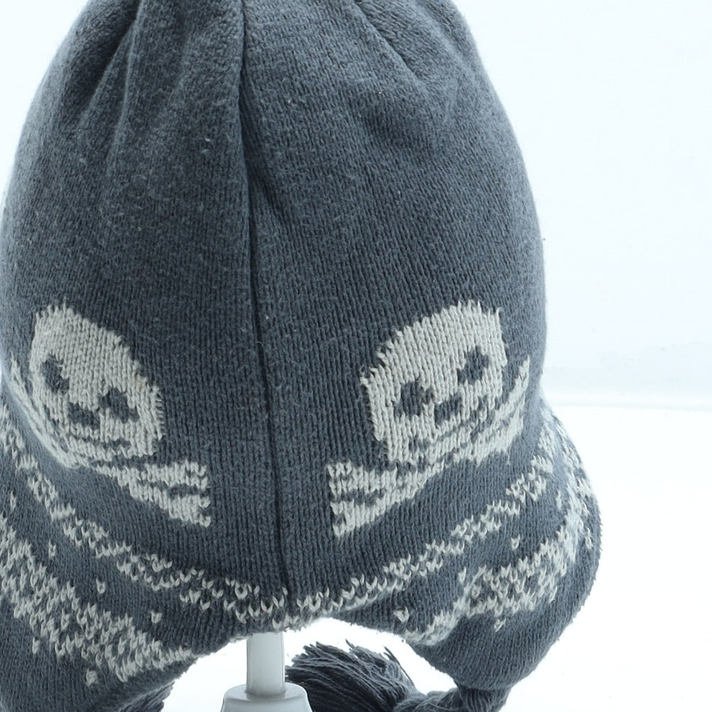 F&F Boys Grey Geometric Acrylic Winter Hat Size S - Skull Pattern Size 12-24 Months