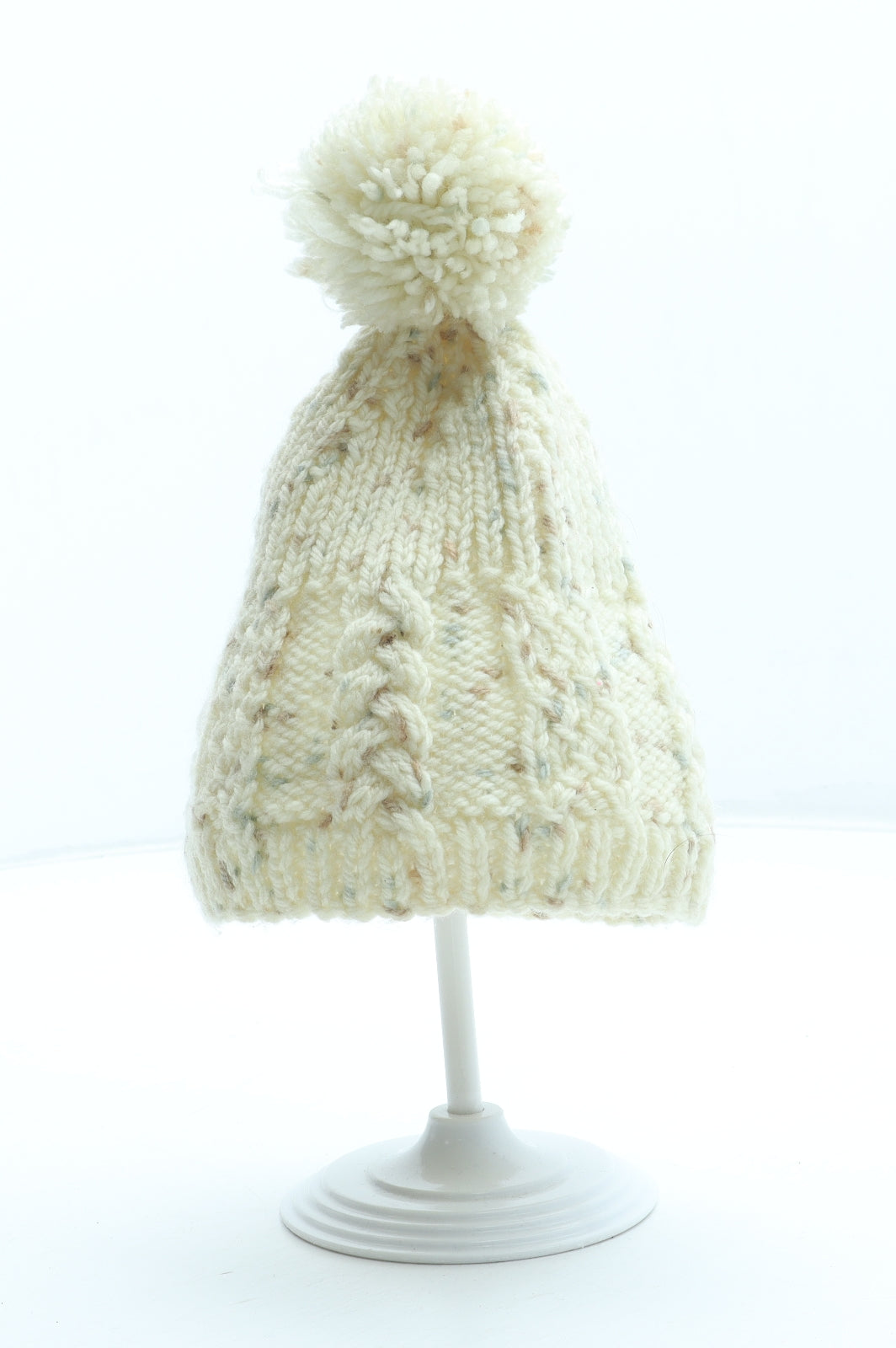 Preworn Girls Ivory Acrylic Bobble Hat Size S