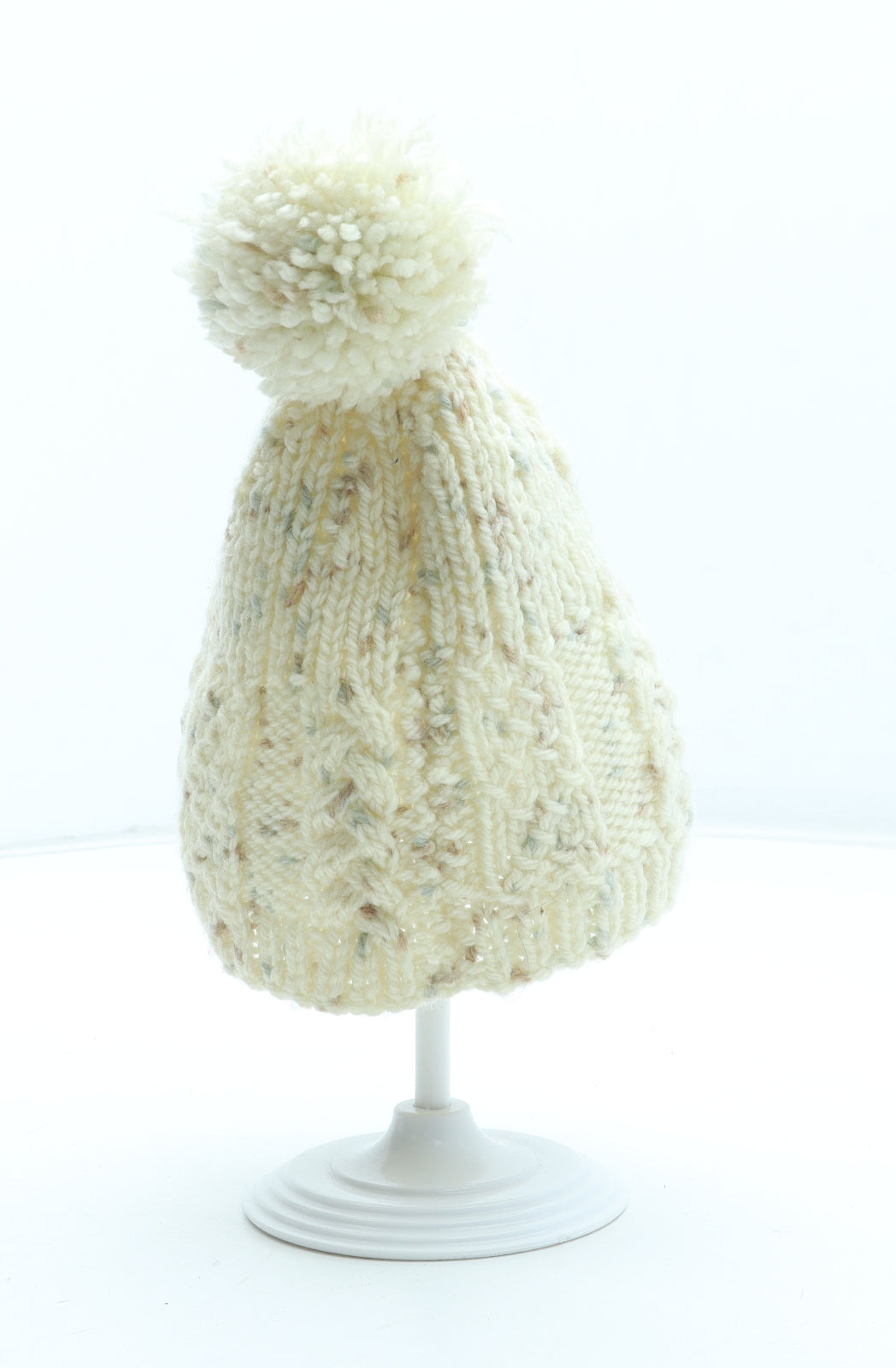 Preworn Girls Ivory Acrylic Bobble Hat Size S